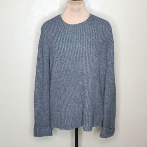 Ann Taylor Large Alpaca Blend Wool Crewneck Sweater Gray
